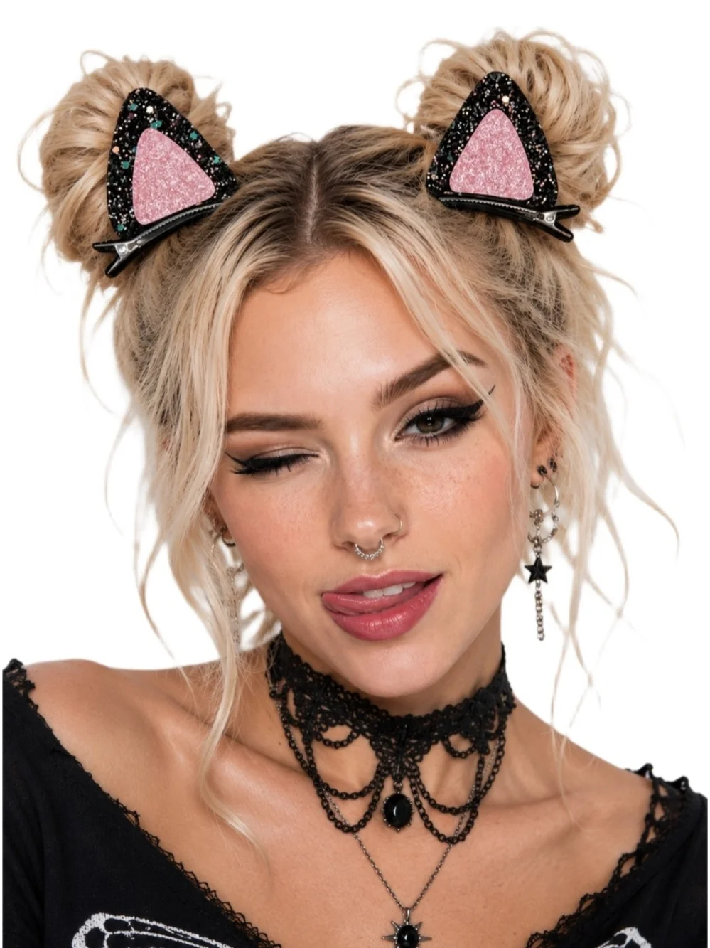 Glitter Cat Ear Hair Clips
